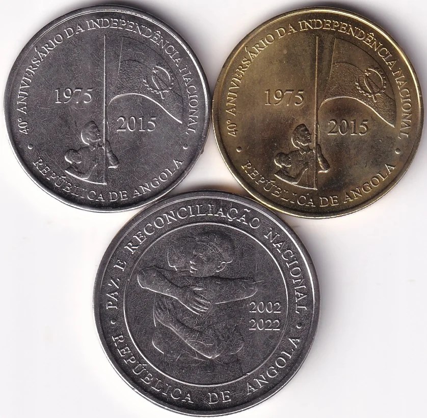 Angola Kwanza Coins Set – 50 100 & 200 Kwanza 2015–2022