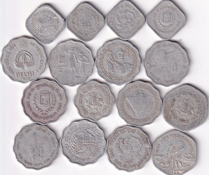 India Commemorative Coins Set 16 Different 5 10 & 20 Paisa Vintage Coins