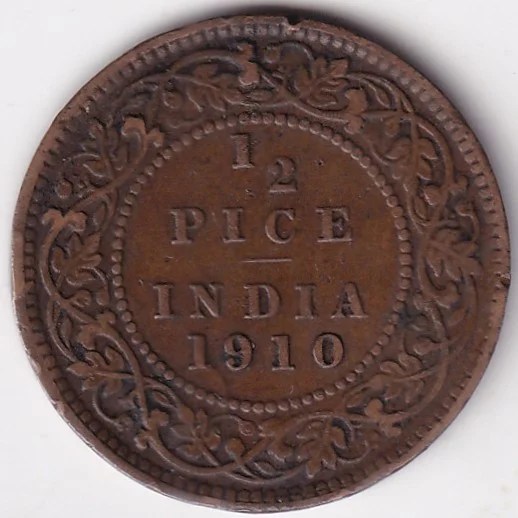 British India Half Pice 1910 Edward VII Coin