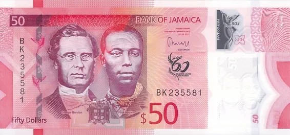 60 Years of Jamaican Independence Jamaica 50 Dollars 2022 Unc Note