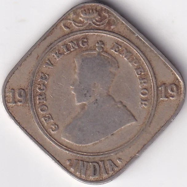 British India King George V 2 Annas 1919 Calcutta Mint Coin