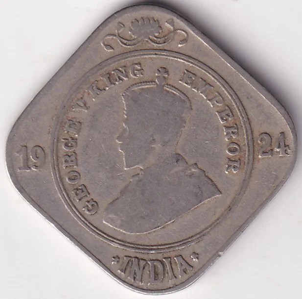 British India King George V 2 Annas 1924 Calcutta Mint Coin