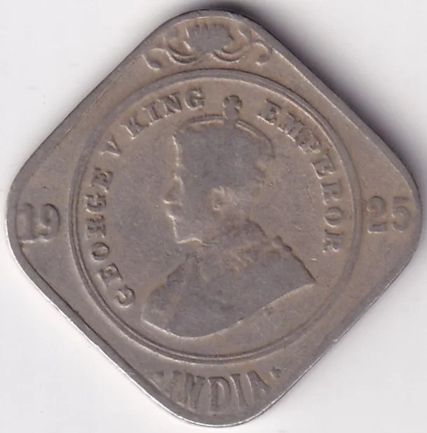 British India King George V 2 Annas 1925 Calcutta Mint Coin