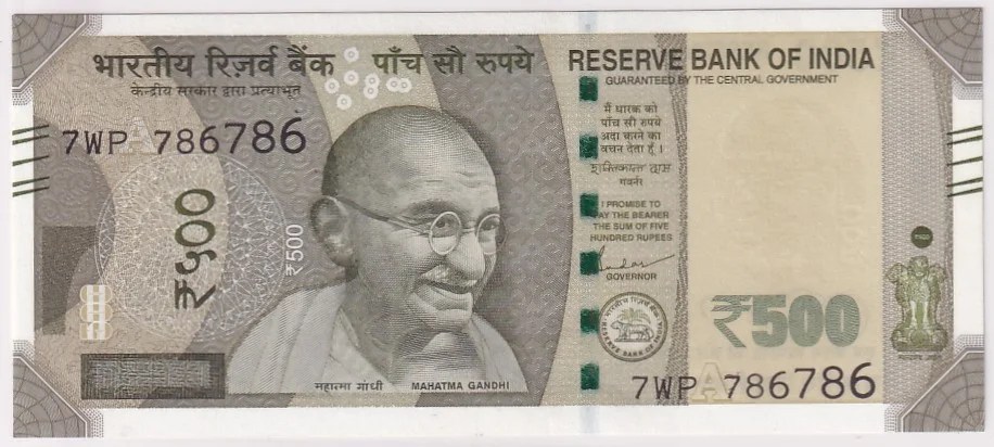 500 Rupees 786786 Fancy Number 2021 Year Unc Note