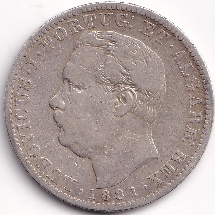 Portuguese India Goa Uma Rupia 1881 Luiz I Silver Coin