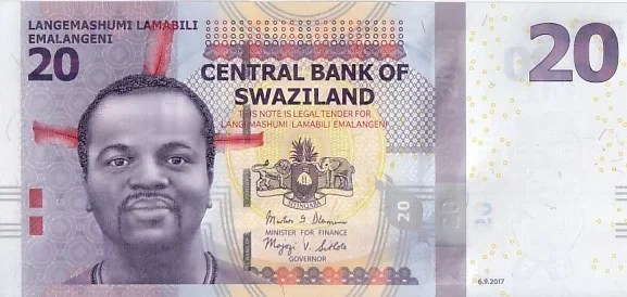 Swaziland Eswatini 20 Emalangeni 2017 UNC Banknote King Mswati III