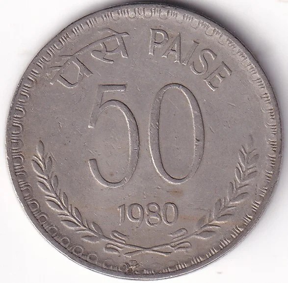 Republic India Copper Nickel 50 Paise Calcutta Mint Coin