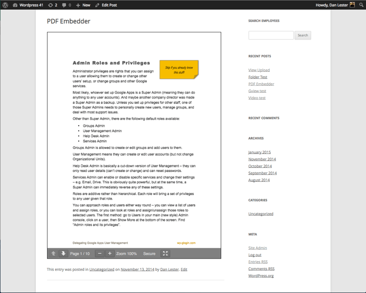 The wp pdf viewer plugin allows you to embed pdf file on your wordpress posts or pages using a shortcode. How To Embed PDF Files In WordPress Posts (2019)