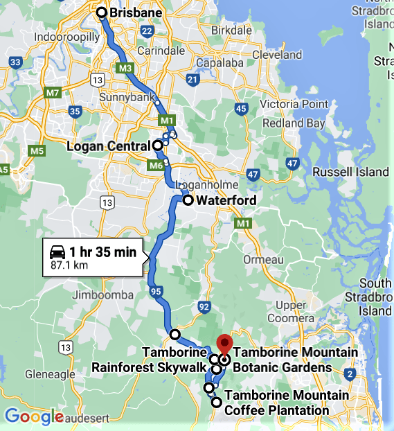 Tamborine Mountain The Green Behind The Gold ROAD TRIP N Map Bris Tam 