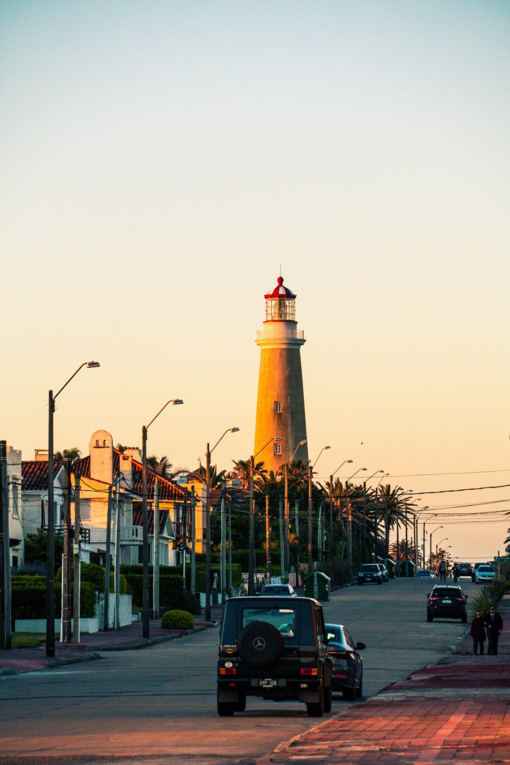 lighthouse in uruguay at sunset