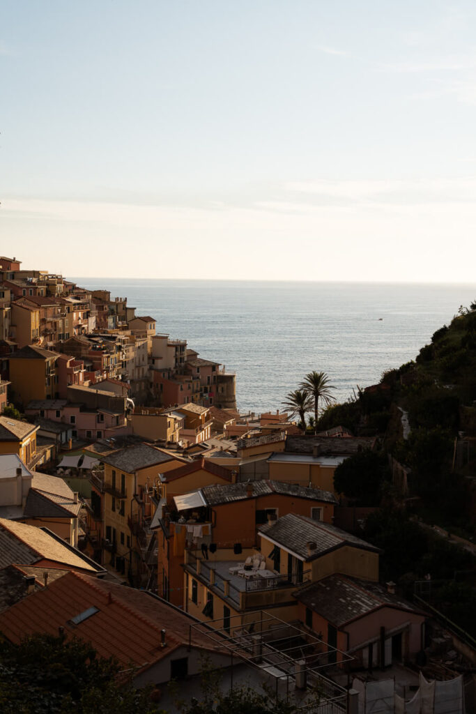 cinque terre village at sunset