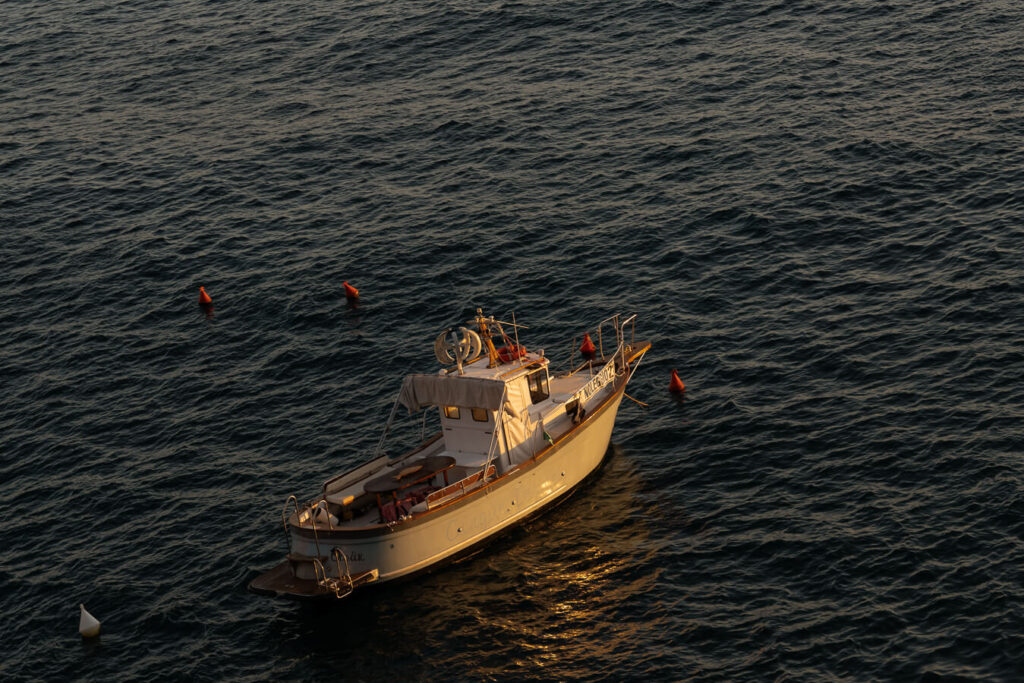 boat in the sea in cinque terre italy
