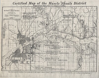 Certified Map Of The Muscle Shoals District 1922 By Evans Meade Preview 