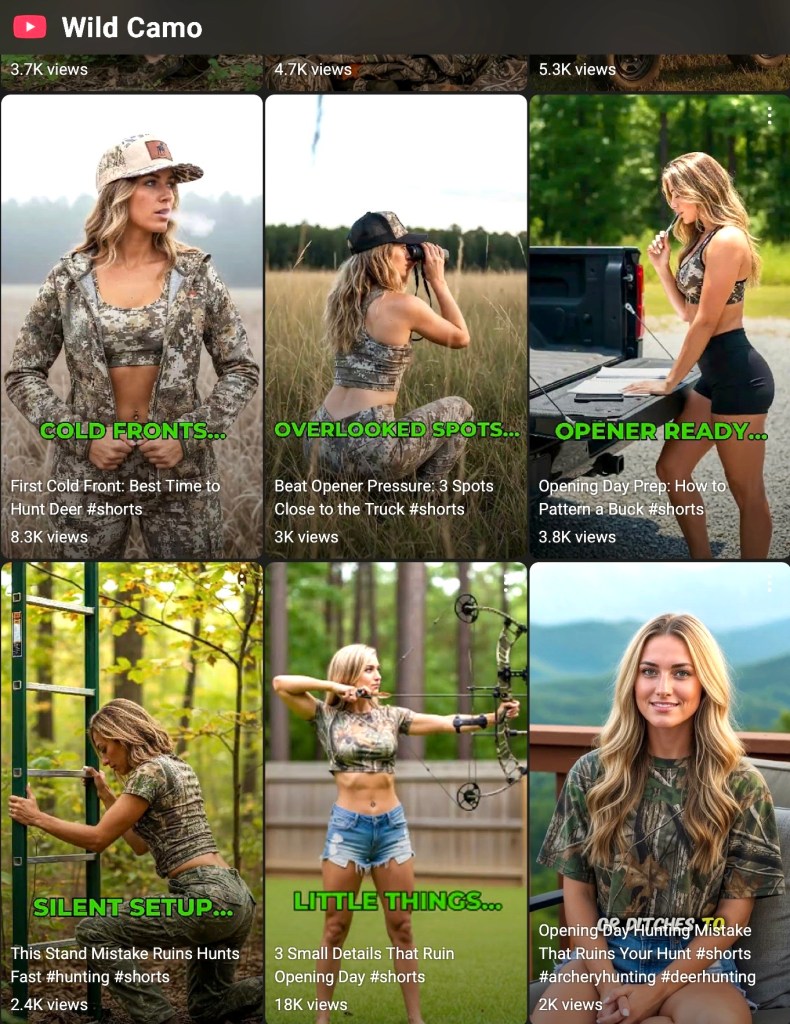 Kayla is not real - she is an AI Avatar wearing skimpy clothes while doling out generic hunting tips on YouTube.