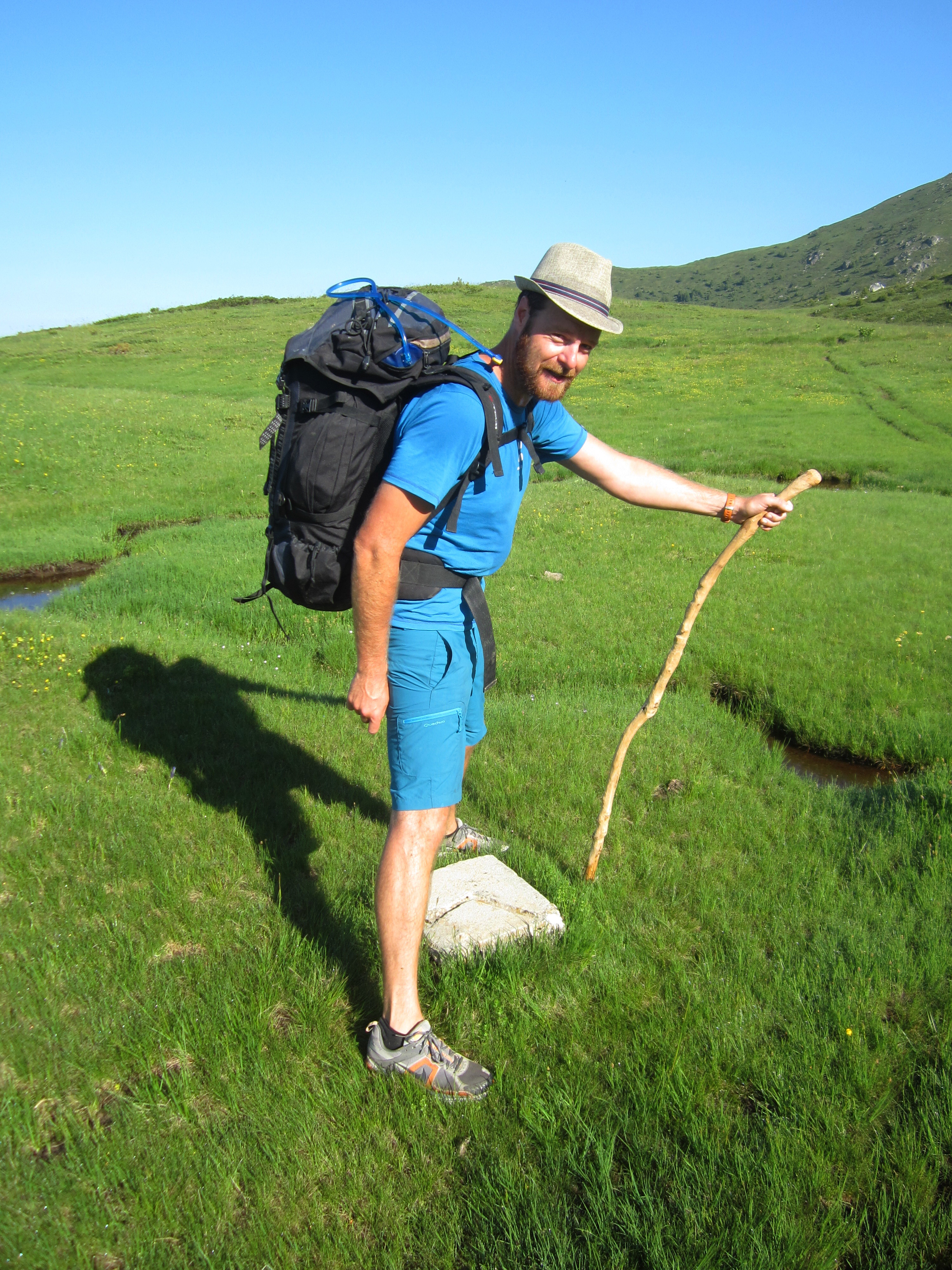Rob, with right foot in Albania and left in Monenegro.