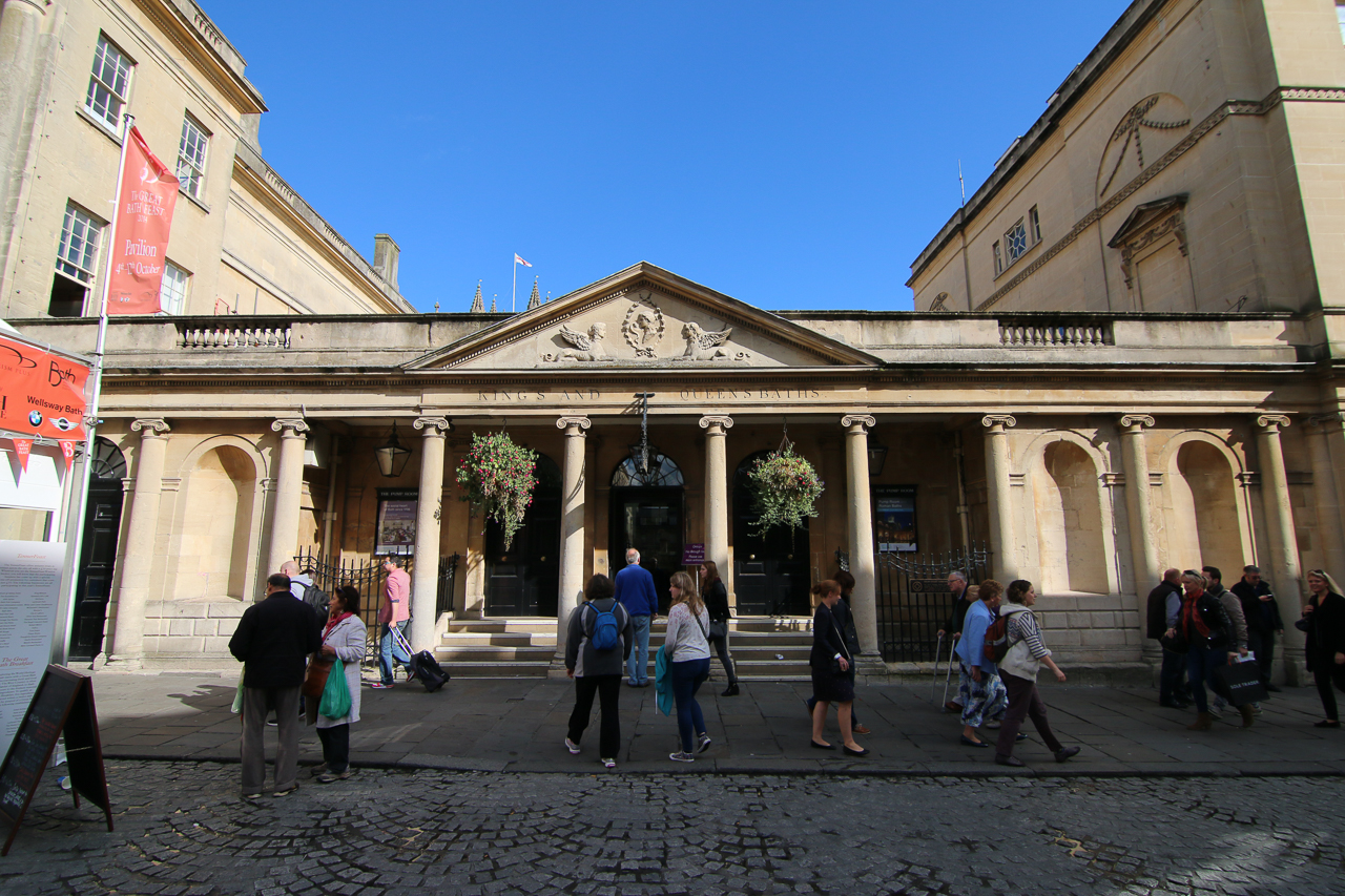 Standing in front of the Roman Bath, you can see this building design is of Roman influence.