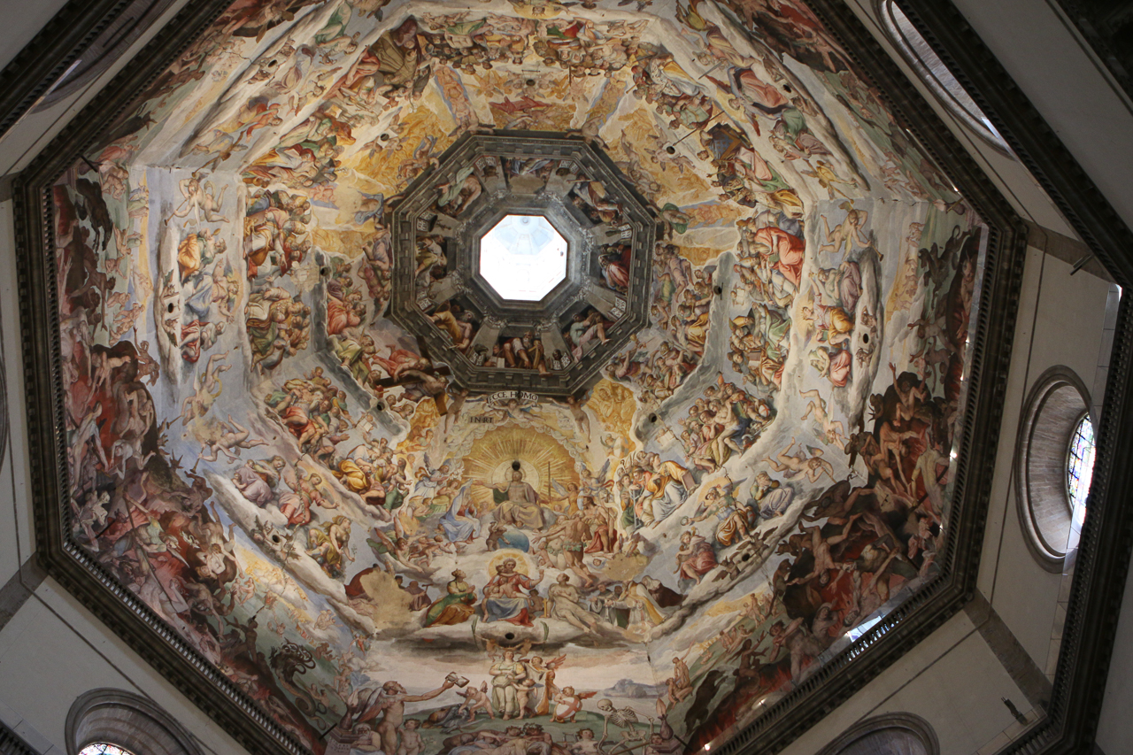 Inside the Florence Cathedral, the dome's fresco was begun in 1568, and completed 1579.