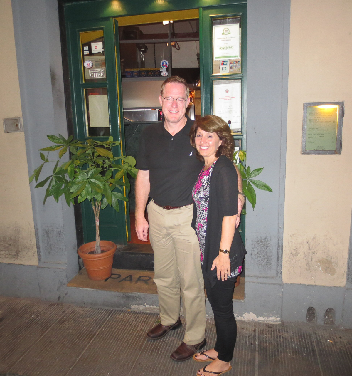 Here we are after dinner at our new favorite restaurant in the world, Il Parione.