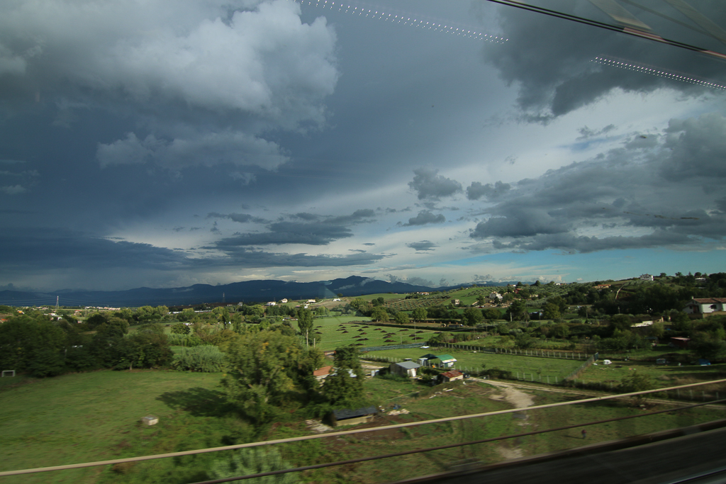 The high speed train from Rome to Florence was quite a pleasure, especially the rain soaked country side views.