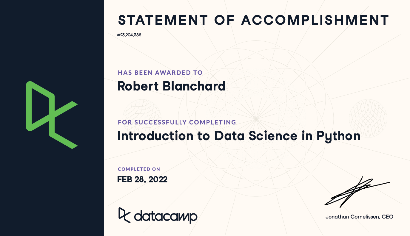 Datacamp - Introduction to Data Science in Python