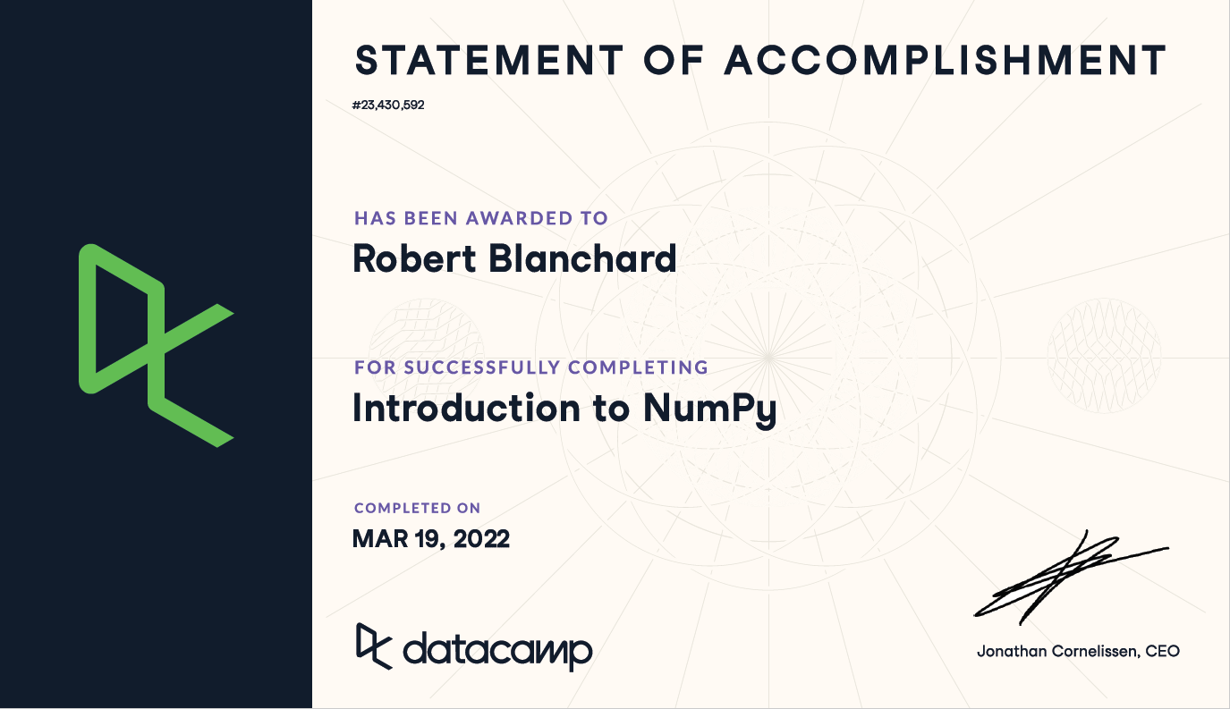 Datacamp - Introduction to NumPy