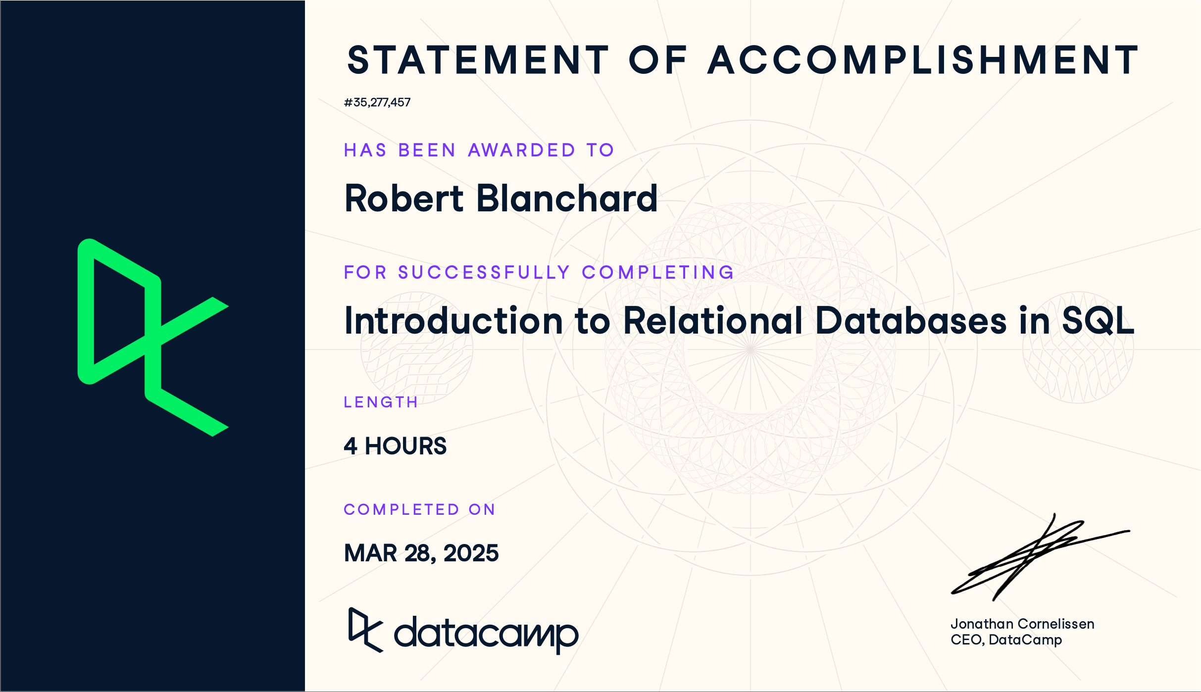Datacamp - Introduction to Relational Databases in SQL