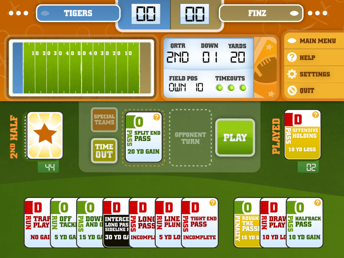 Head Coach Football iOS Game - Gameboard - created all branding, UI, game flow
