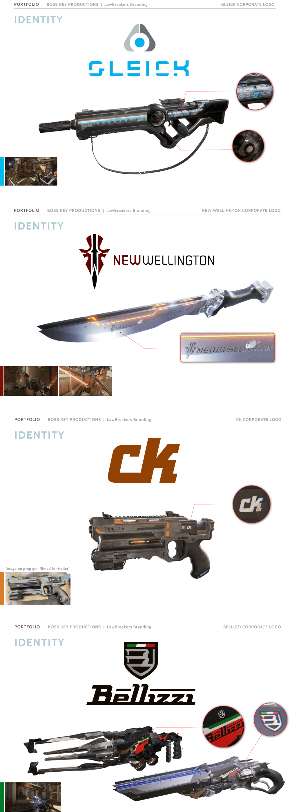 BOSS KEY PRODUCTIONS, LawBreakers Branding, Weapon Manufacturer Logos