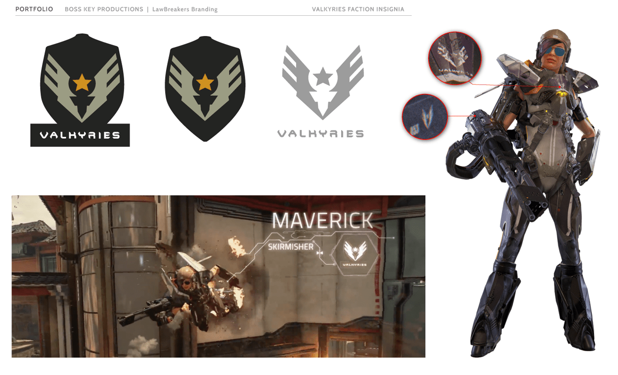 BOSS KEY PRODUCTIONS, LawBreakers Branding, Valkyries Faction Insignia