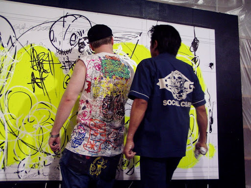 T.U.R.d Tokyo Ugly Rich designers-Logo design and Live painting with FISH(as THE KIDIOTS).Same canvas,cross out battle GGPX Tokyo