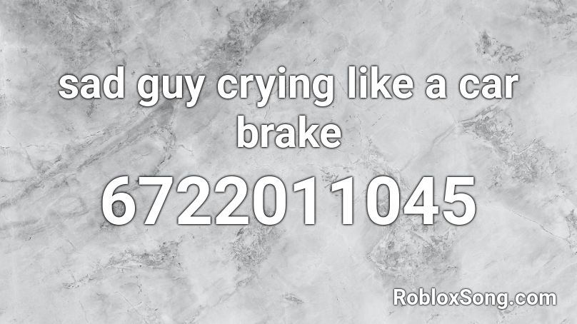 Sad Guy Crying Like A Car Brake Roblox ID Roblox Music Codes 6722011045 