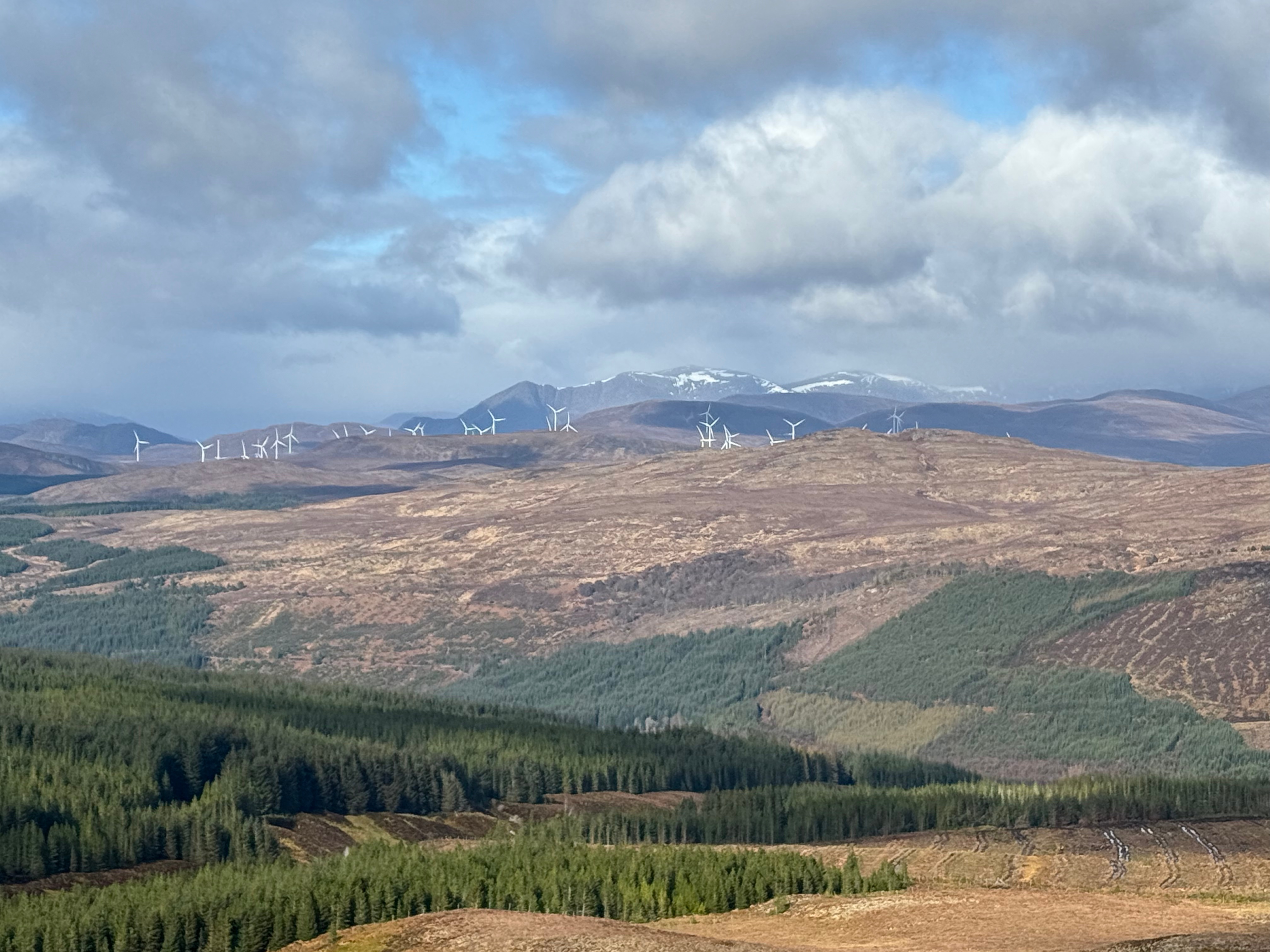 Looking west (with zoom) toward the Fannichs range early in the climb