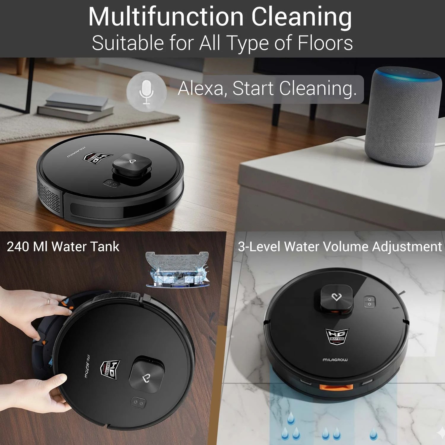 Milagrow iMap 16 Ultra robot vacuum cleaner with smart navigation, automatic cleaning system, and sleek circular design for Indian homes
