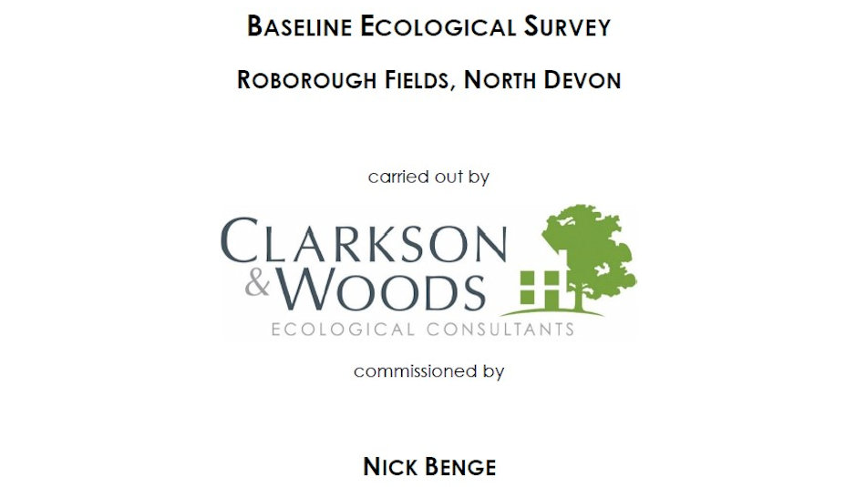 Front cover of Clarkson & Woods ecological survey for the project