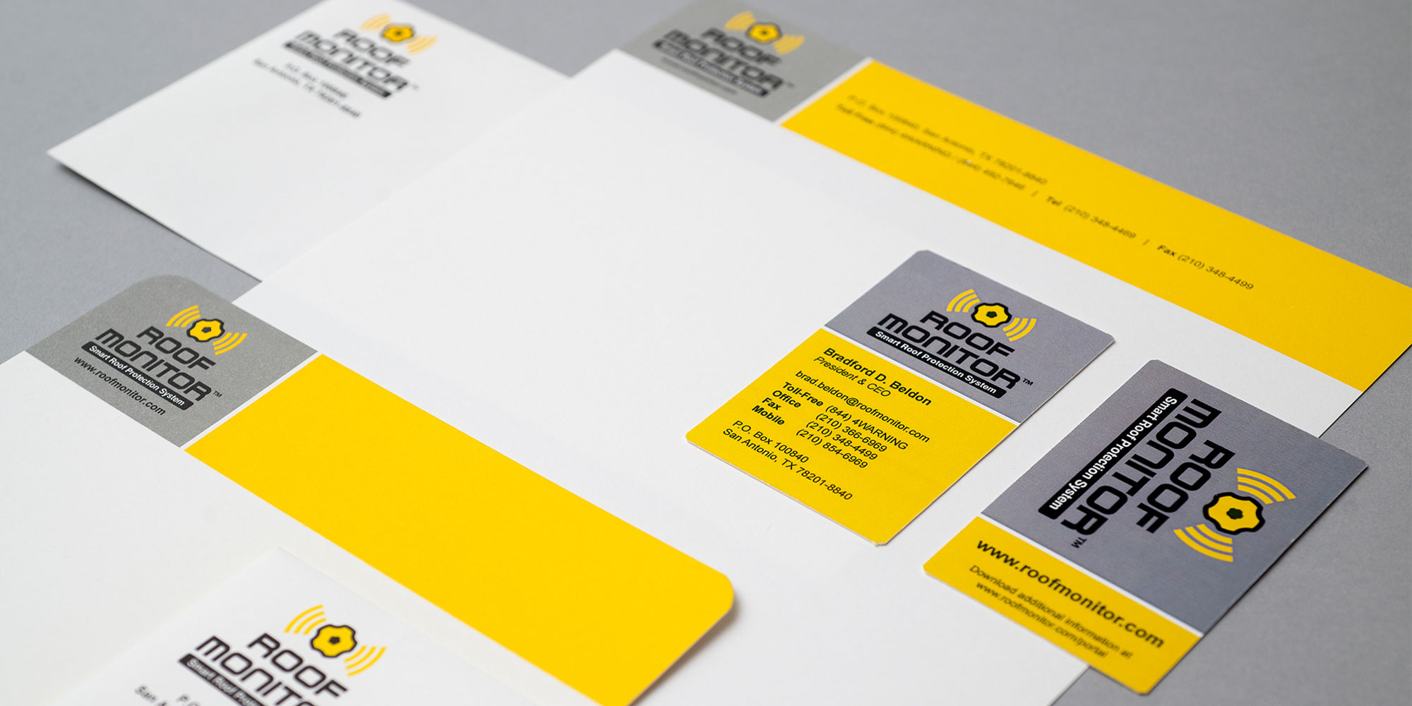 Creative Agency, Robot Creative, provides award winning branding and graphic design concepts to Roof Monitoring