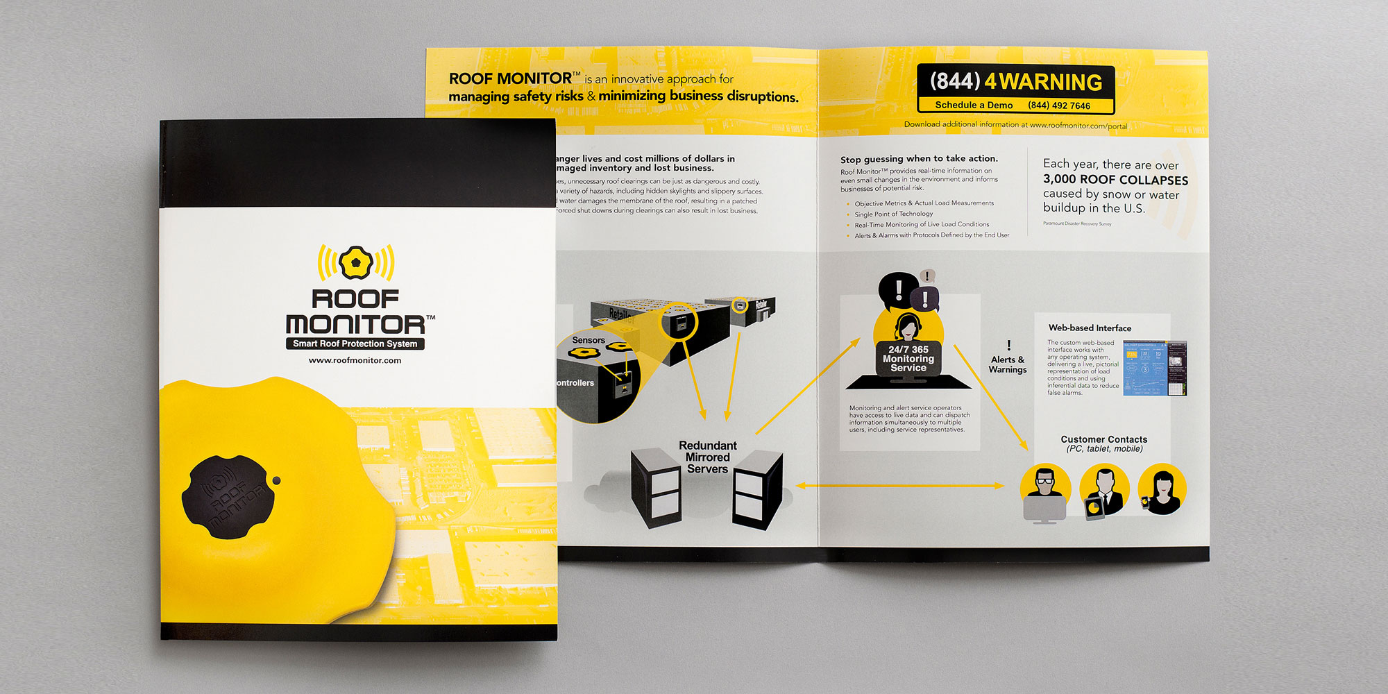 Creative Agency, Robot Creative, provides award winning branding and graphic design concepts to Roof Monitoring