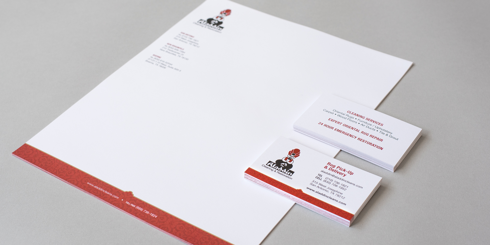 Updated stationery as part of Aladdin brand development by Robot Creative