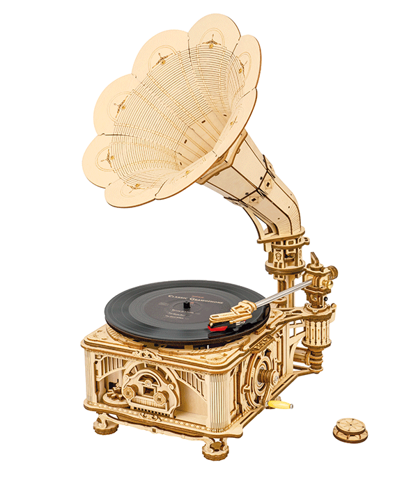 LKB01-mechanical-models ROKR DIY Crank Classic Gramophone LKB01 (Hand Rotating)