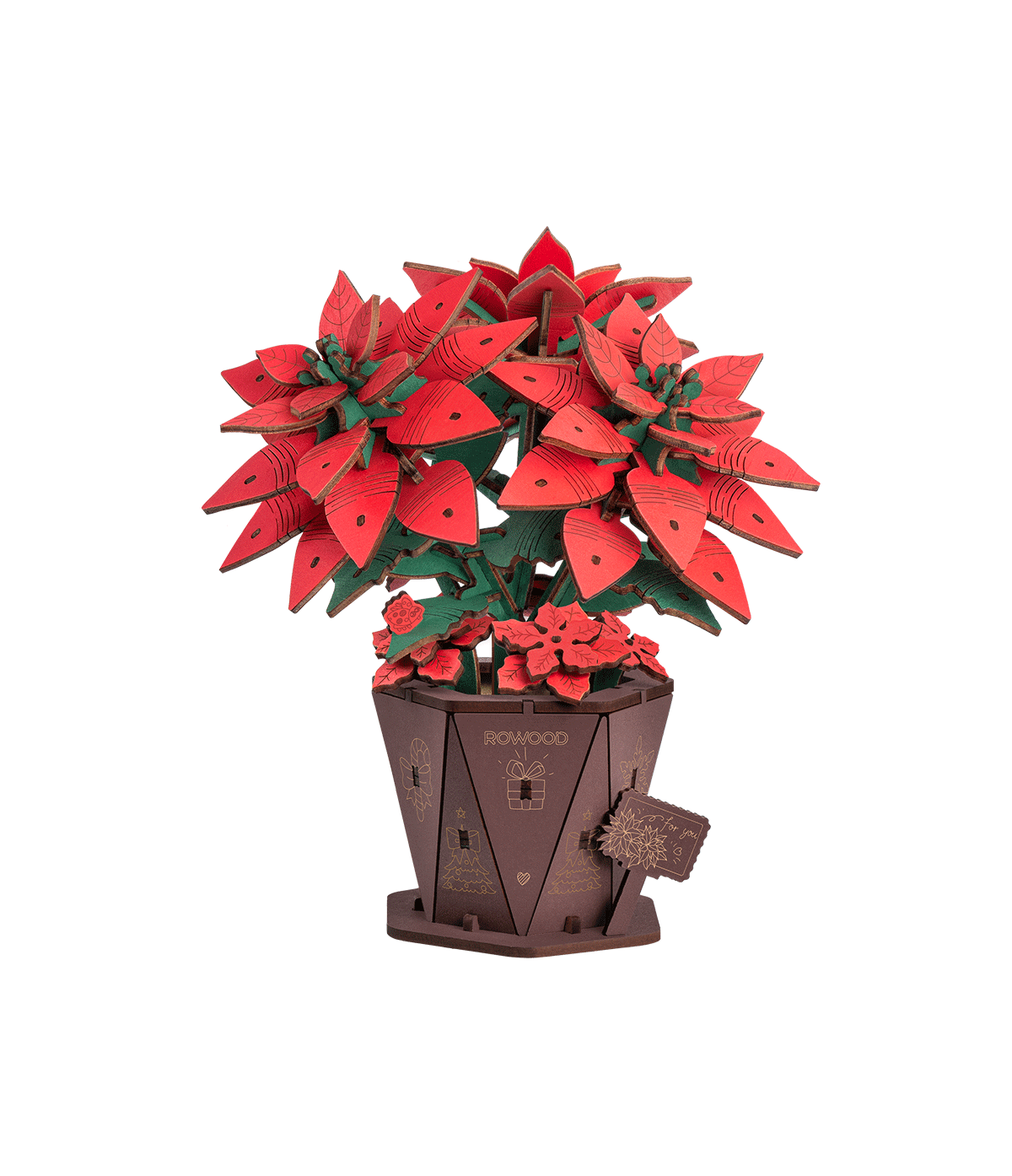Rowood Poinsettia DIY Wooden Flower 3D Puzzle TF001