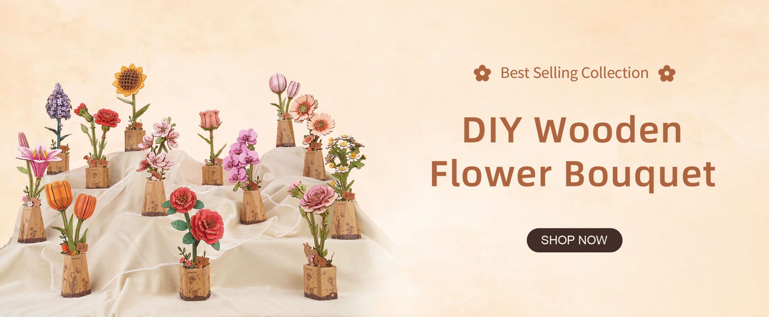 robotime europe hot selling wooden flower puzzle