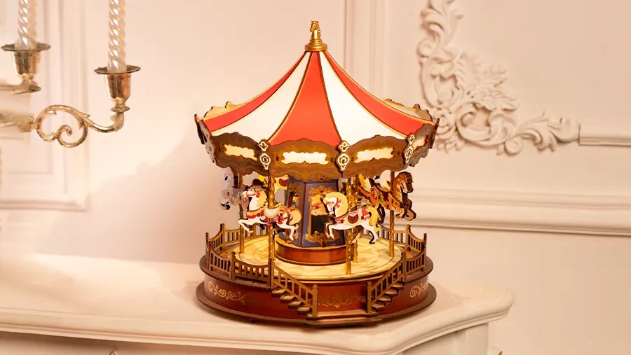 Robotime Rolife Music Box AMC01 Classic Carousel 3D Wooden Puzzle