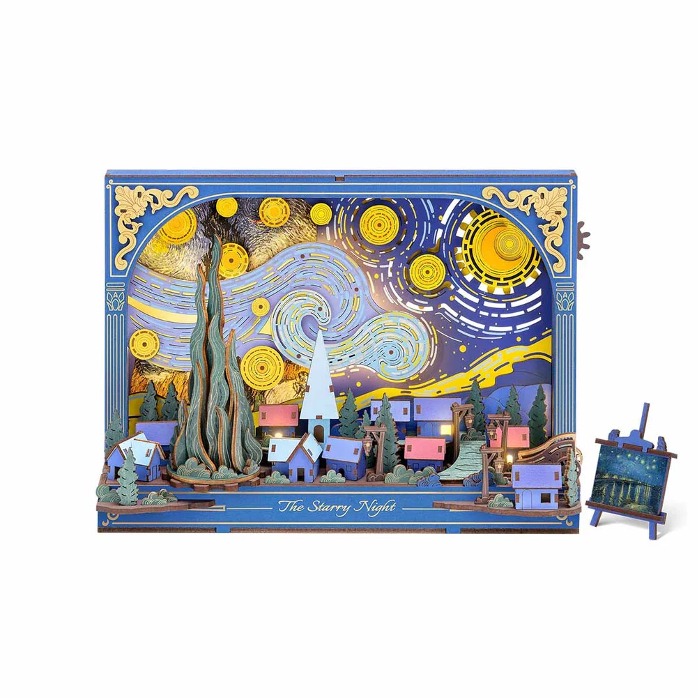 絵画 ゴルグ トナイト Tonight Robotime DIY Wood Crafts TH003 The Starry Night 3D Puzzles
