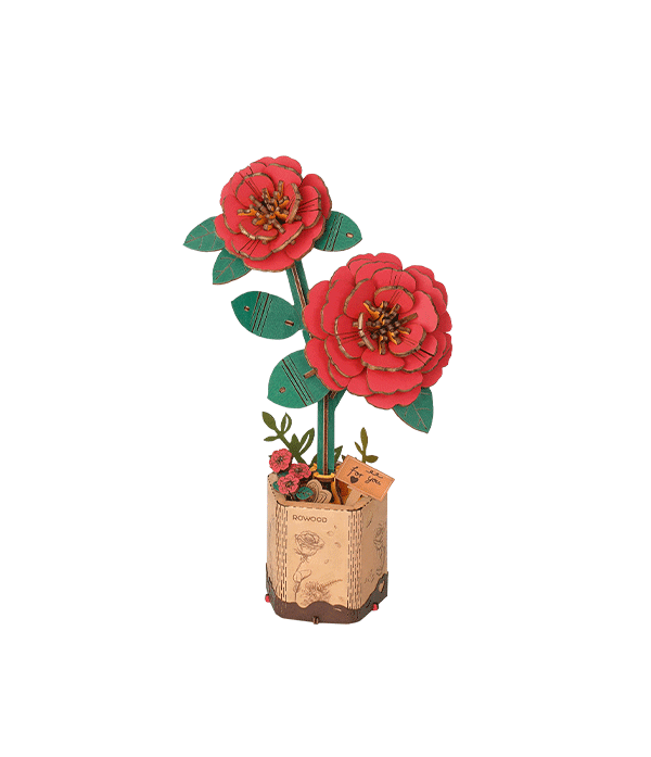 Floarea Camelia - Puzzle 3D din Lemn - 113 Piese