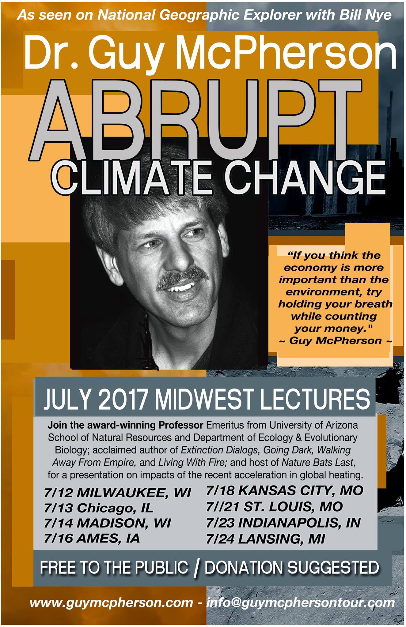 Dr Guy McPherson Abrupt Climate Change Tour Flier