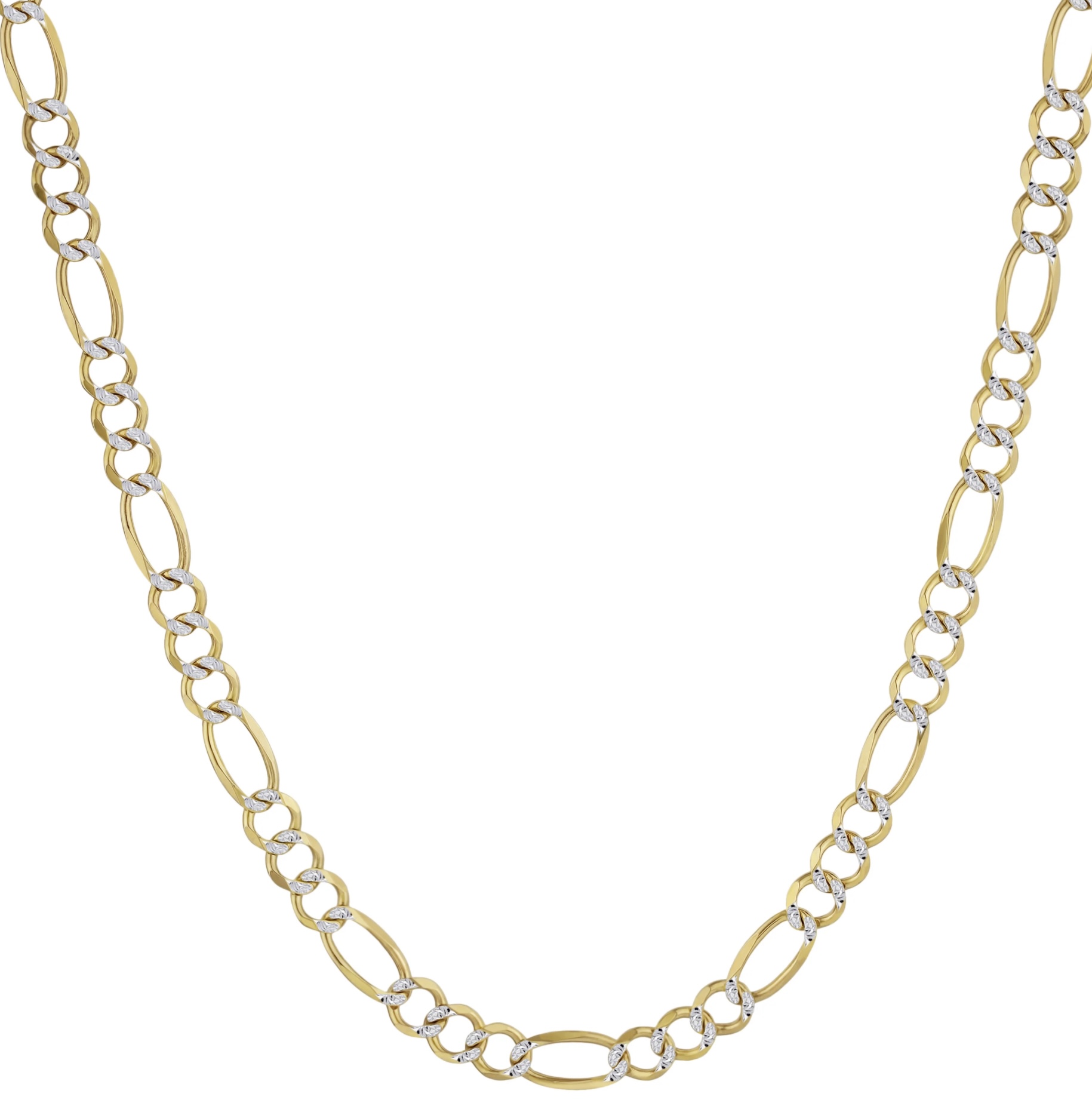 10K DIAMOND CUT FIGARO CHAIN NECKLACE