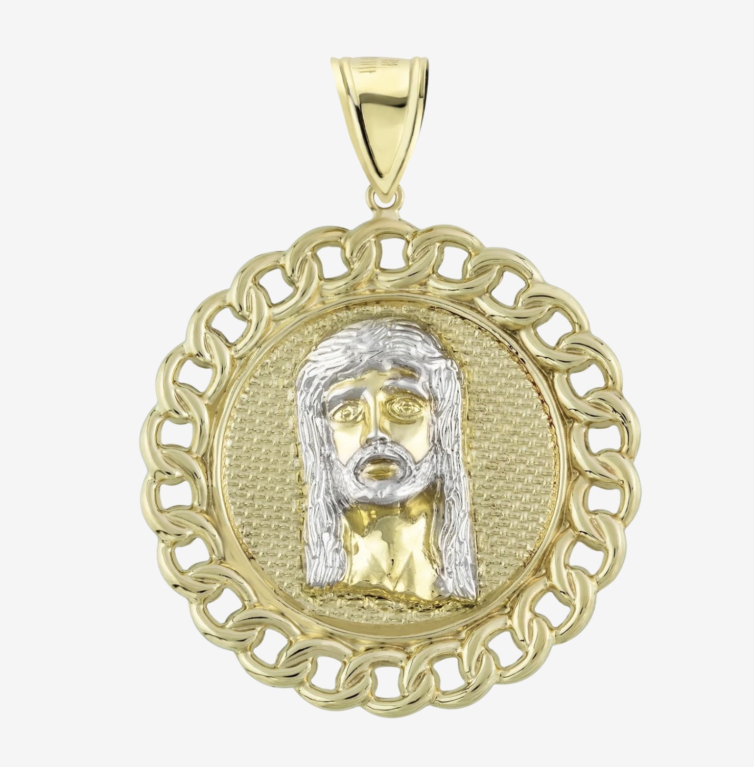 10K JESUS HEAD ROUND PENDANT