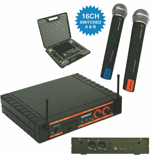 Sonken Dual 16 Channel Wireless Microphone System Deluxe