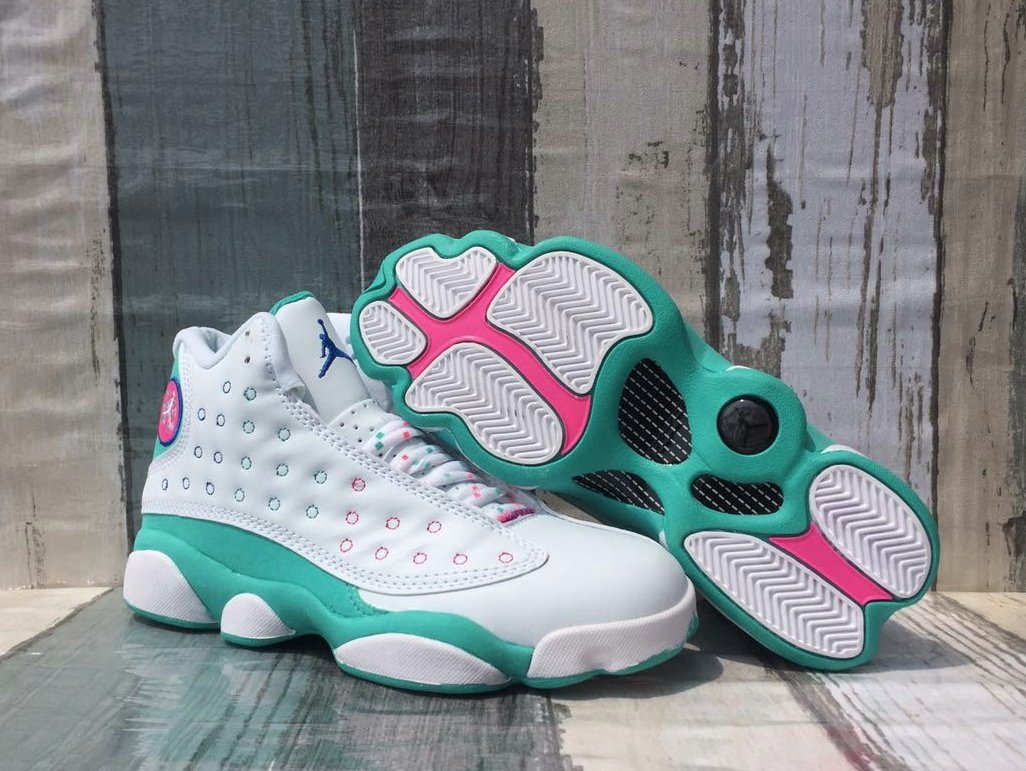 jordan 13 green and pink