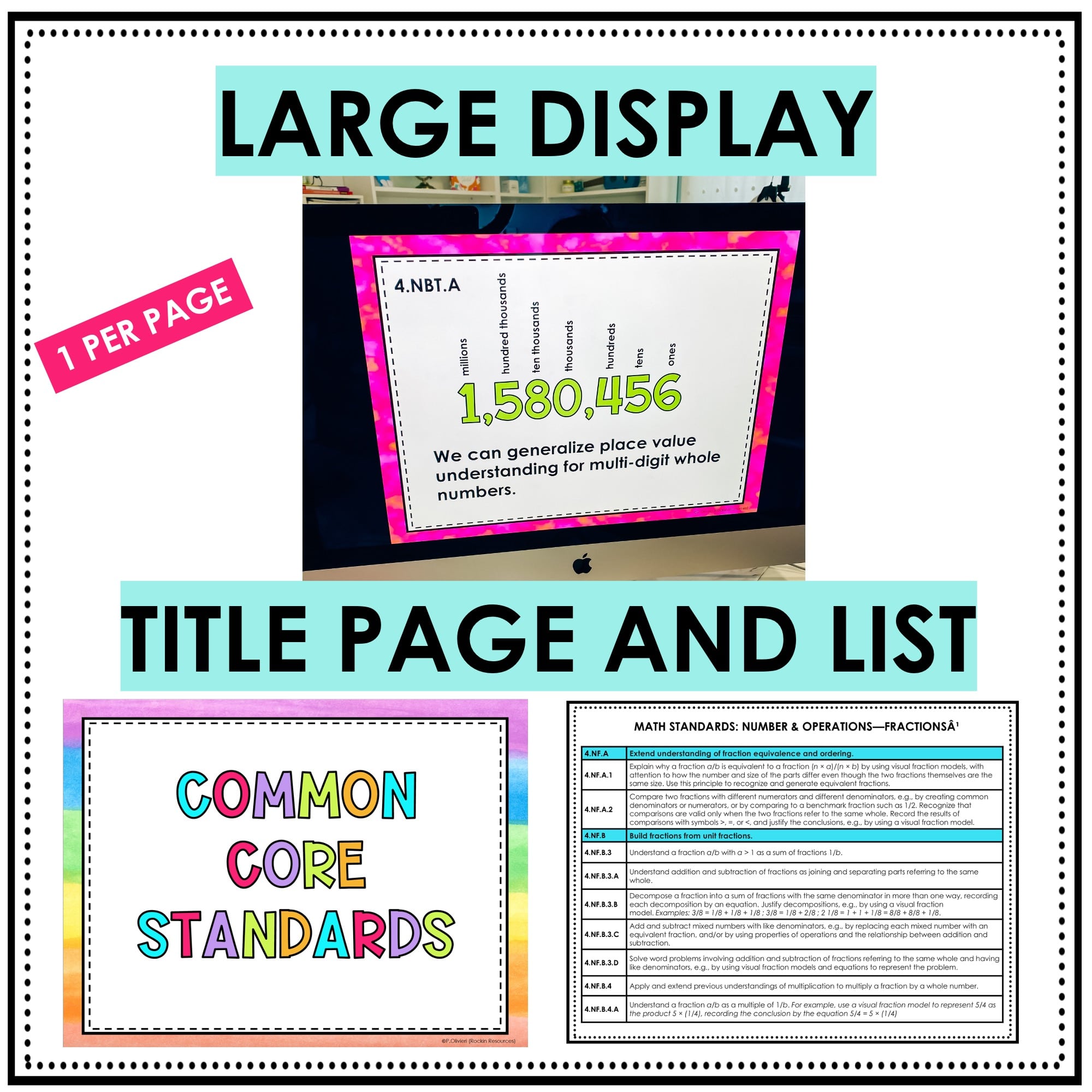 Common Core Standards "I can" and "We can" Statements 4th Grade Math ...