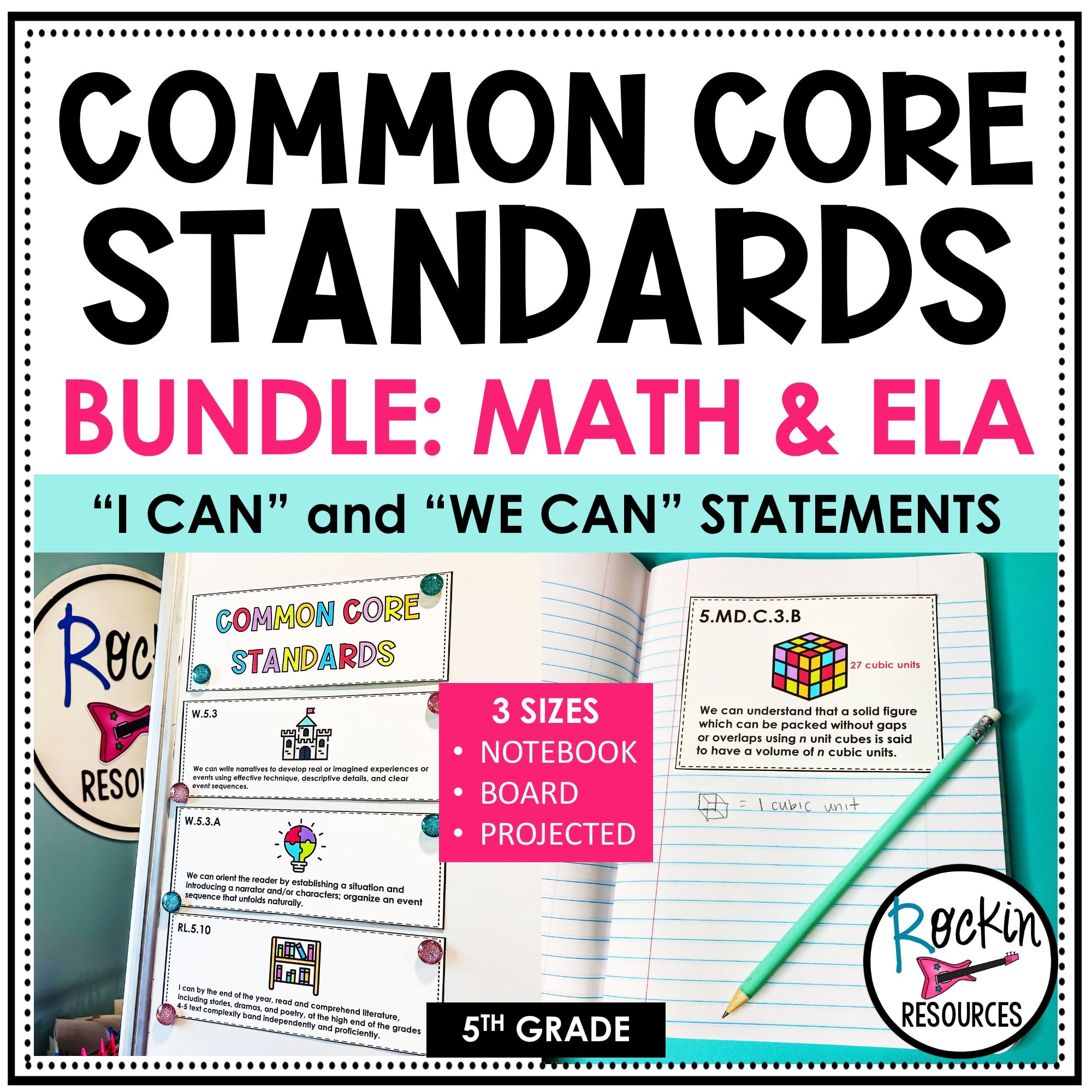Common Core Standards "I can" and "We can" Statements 5th Grade ELA